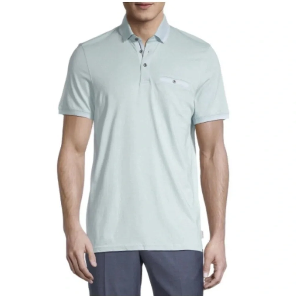 Ted Baker Men's Tortilla Tipped Polo‎ Pale Blue XXL Short Sleeves Preppy Casual